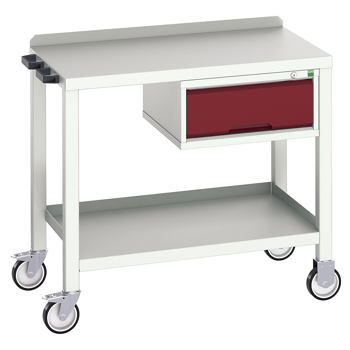 Bott Verso Mobile Fully Welded Benches, Bott Verso Mobile Fully Welded Benches, Bott Verso Mobile Welded Bench | With Drawer | 910h x 1000w x 600d mm | Red | Steel Worktop | 300kg UDL-0