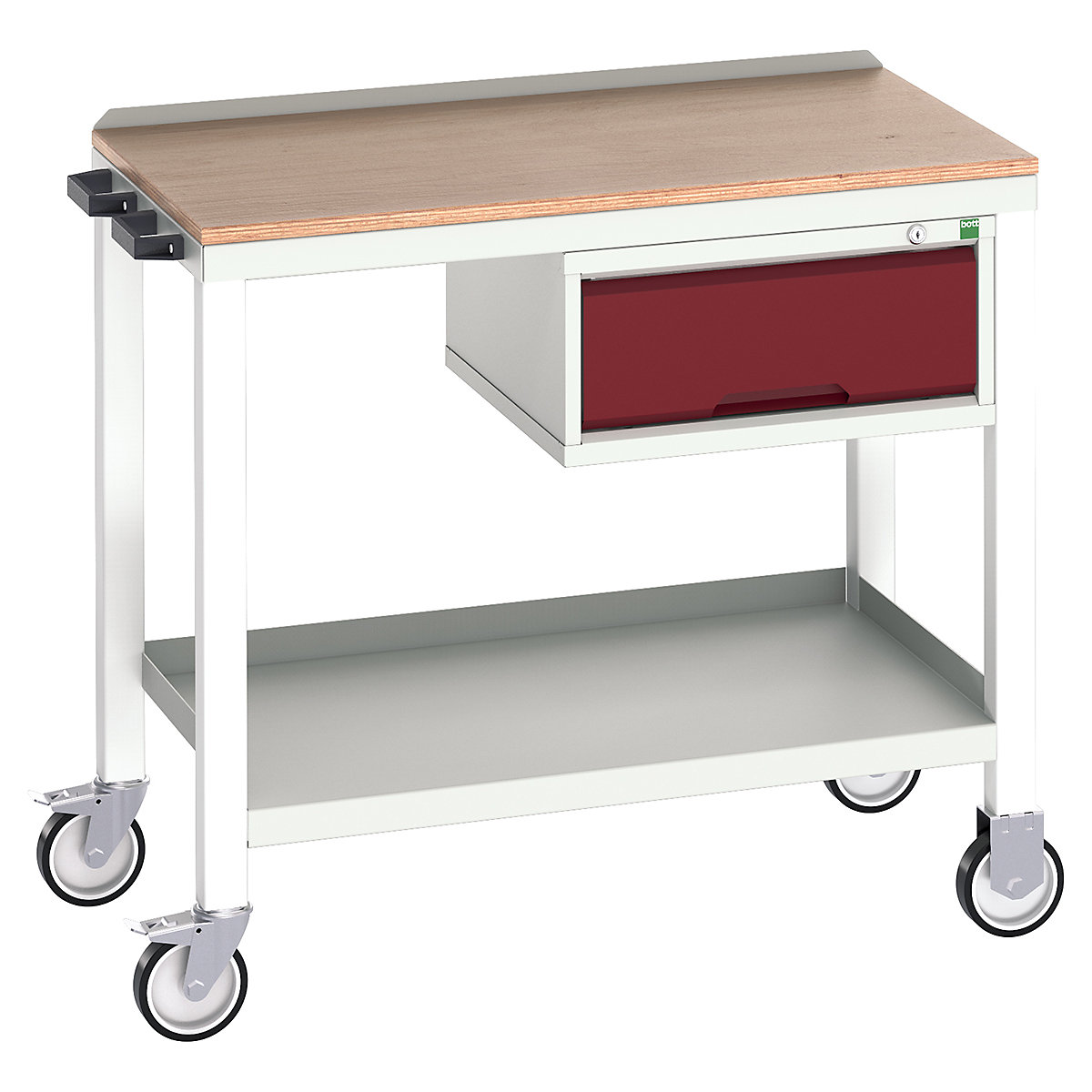 Bott Verso Mobile Fully Welded Benches, Bott Verso Mobile Fully Welded Benches, Bott Verso Mobile Welded Bench | With Drawer | 930h x 1000w x 600d mm | Red | MPX Worktop | 300kg UDL-0