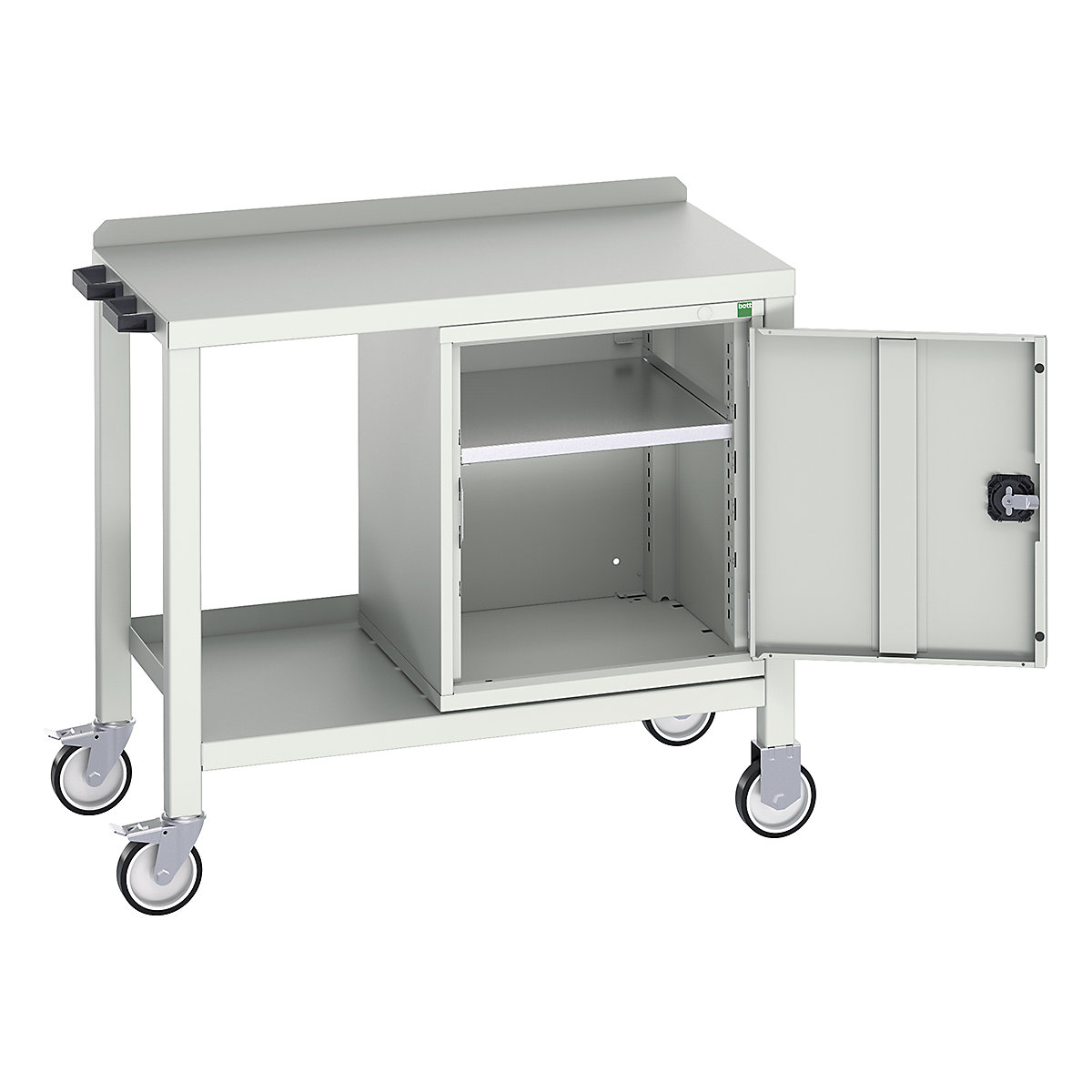 Bott Verso Mobile Fully Welded Benches, Bott Verso Mobile Fully Welded Benches, Bott Verso Mobile Welded Bench | With Cupboard | 910h x 1000w x 600d mm | Light Grey | Steel Worktop | 300kg UDL-0