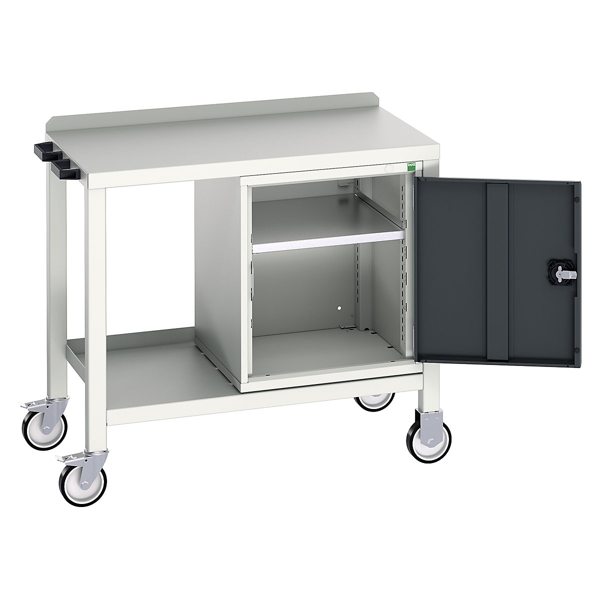 Bott Verso Mobile Fully Welded Benches, Bott Verso Mobile Fully Welded Benches, Bott Verso Mobile Welded Bench | With Cupboard | 910h x 1000w x 600d mm | Anthracite Grey | Steel Worktop | 300kg UDL-0