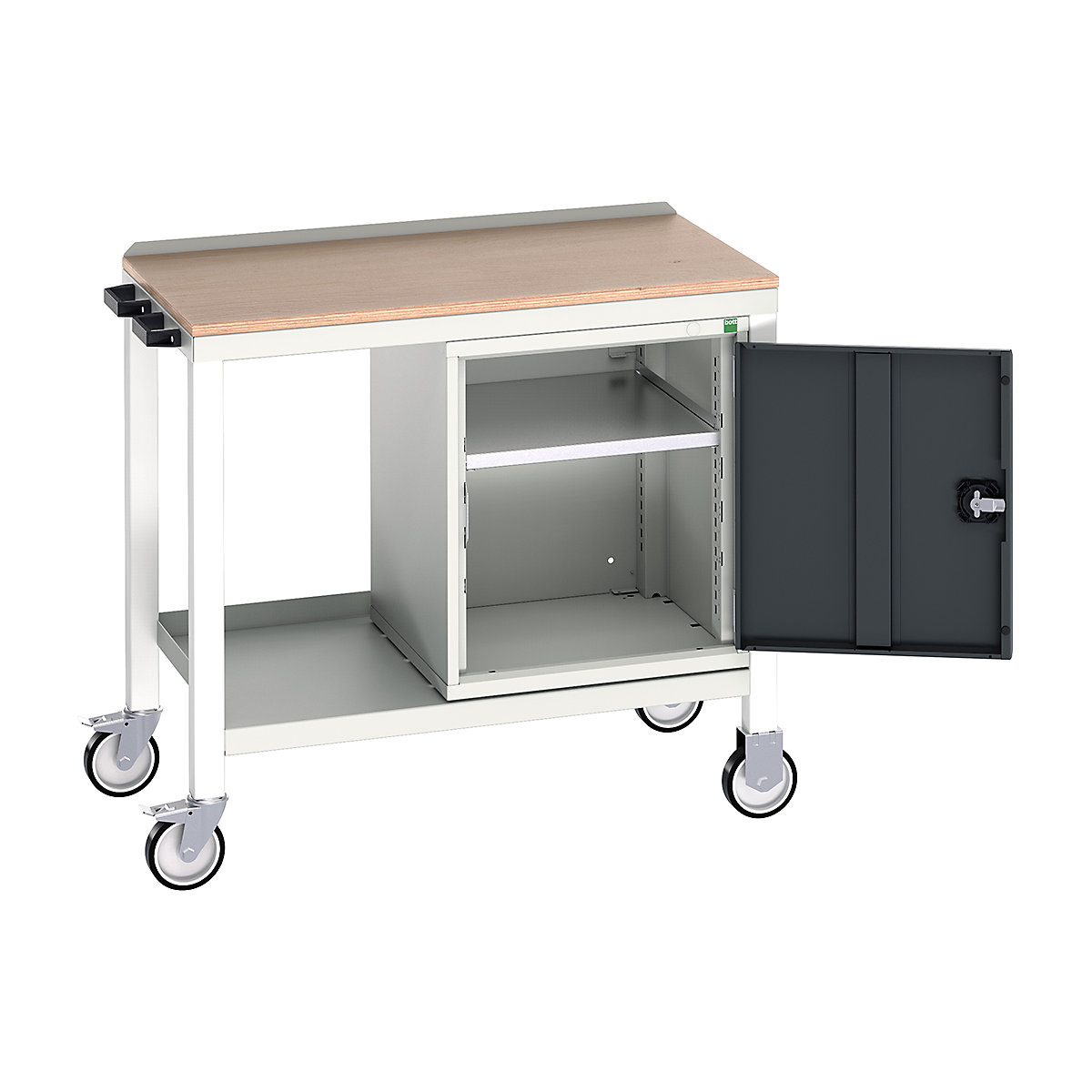 Bott Verso Mobile Fully Welded Benches, Bott Verso Mobile Fully Welded Benches, Bott Verso Mobile Welded Bench | With Cupboard | 930h x 1000w x 600d mm | Anthracite Grey | MPX Worktop | 300kg UDL-0