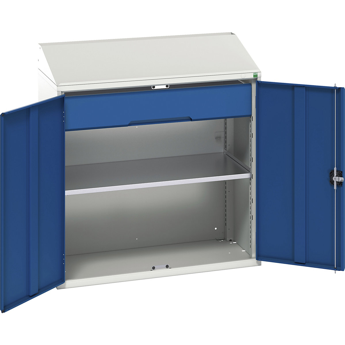 Bott Verso Lecterns, Bott Verso Lecterns, Bott Verso Lectern | 1130h x 1050w x 550d mm | 1 Shelf & 1 Drawer | Blue-0