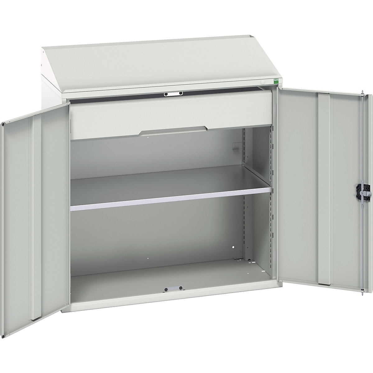 Bott Verso Lecterns, Bott Verso Lecterns, Bott Verso Lectern | 1130h x 1050w x 550d mm | 1 Shelf & 1 Drawer | Light Grey-0