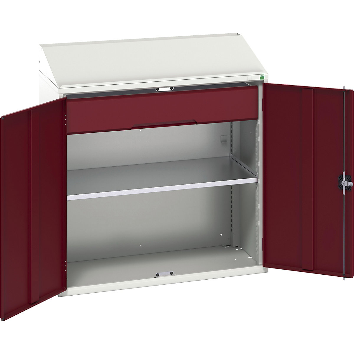Bott Verso Lecterns, Bott Verso Lecterns, Bott Verso Lectern | 1130h x 1050w x 550d mm | 1 Shelf & 1 Drawer | Red-0