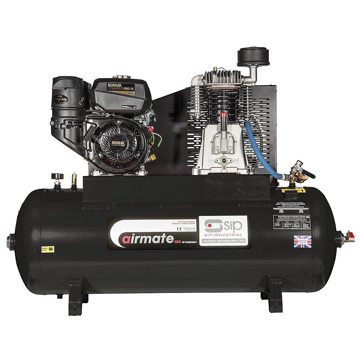 SIP 150 Litre Industrial Petrol Compressors | KOHLER EURO V, SIP 150 Litre Industrial Petrol Compressors | KOHLER EURO V, SIP ISKP7/150 Industrial Petrol Compressor | 150 Litre | Standard-0