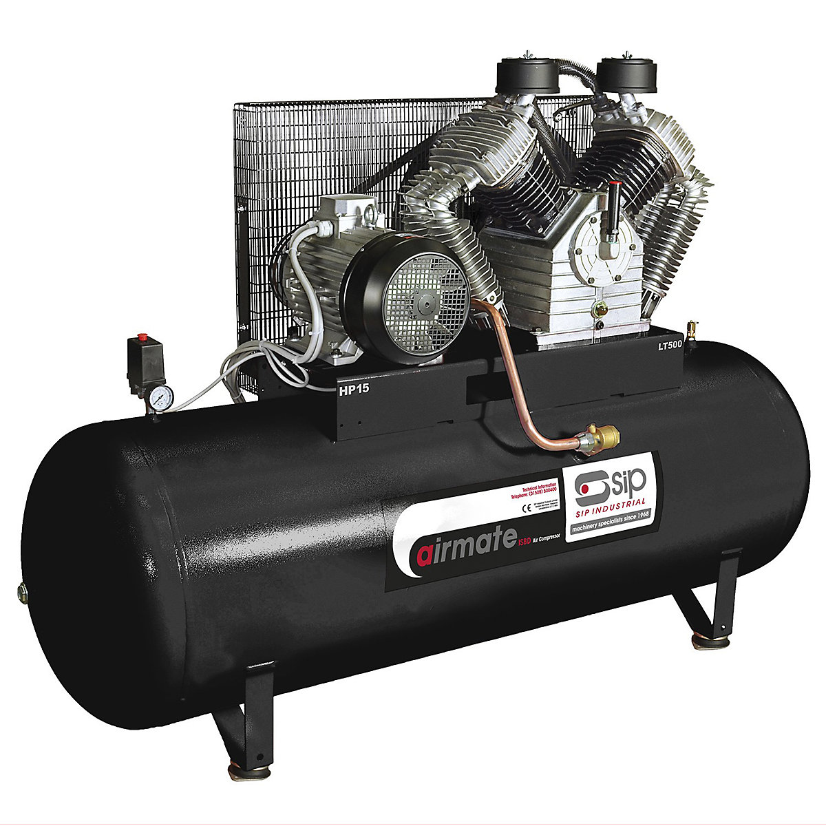 SIP Industrial Electric Compressors | 270 - 500 Litre, SIP Industrial Electric Compressors | 270 - 500 Litre, SIP ISBD15/500 Industrial Electric Compressor | 15hp (11.2kW) | 500 Litre-0