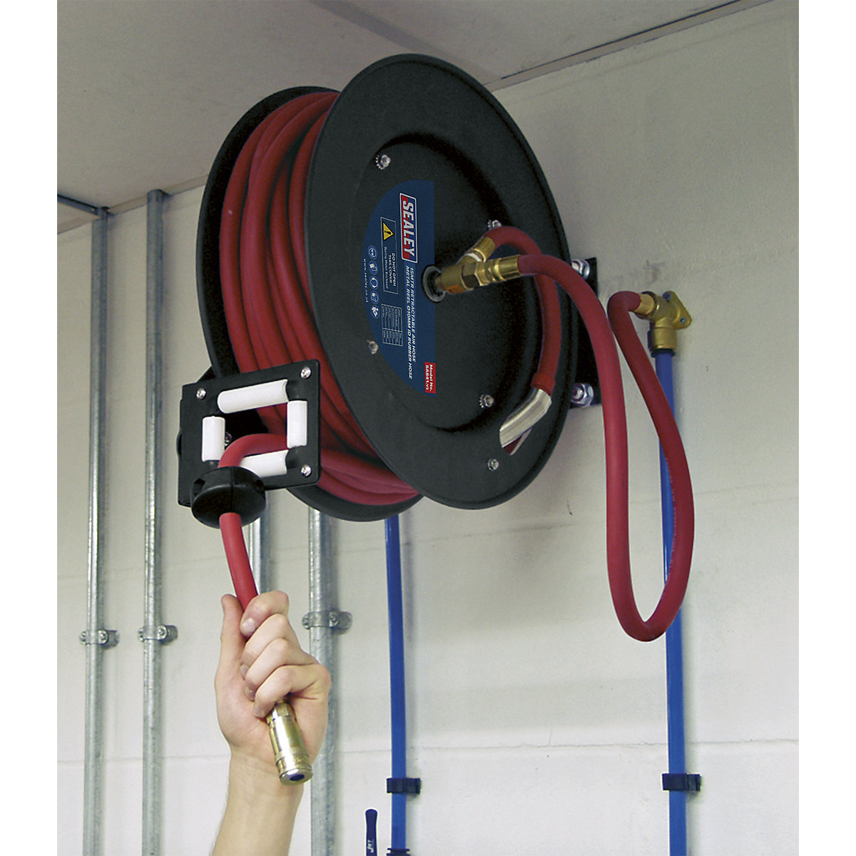 Sealey Retractable Air Hose Reel | Rubber Hose (Product illustration 4)-3