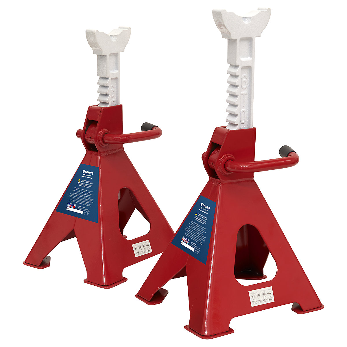 Sealey Axle Stand Pair, Sealey Axle Stand Pair, Sealey Axle Stand Pair | 6 Tonne | Working Height: 395mm-600mm | Red-0