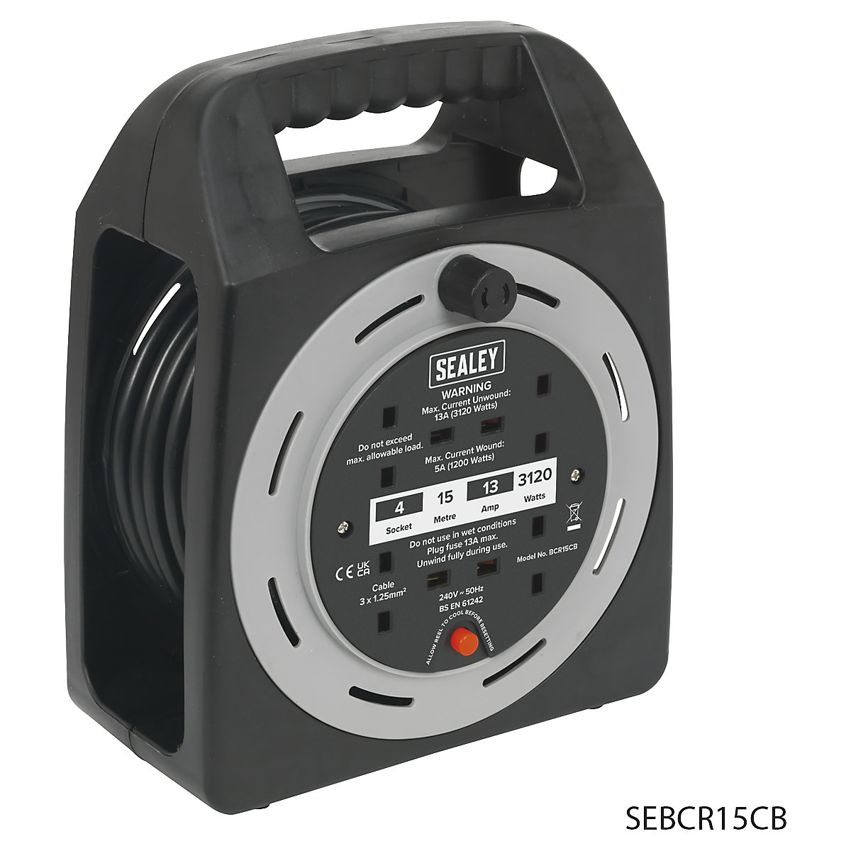 Sealey Box-Type Cable Reel (Product illustration 2)-1