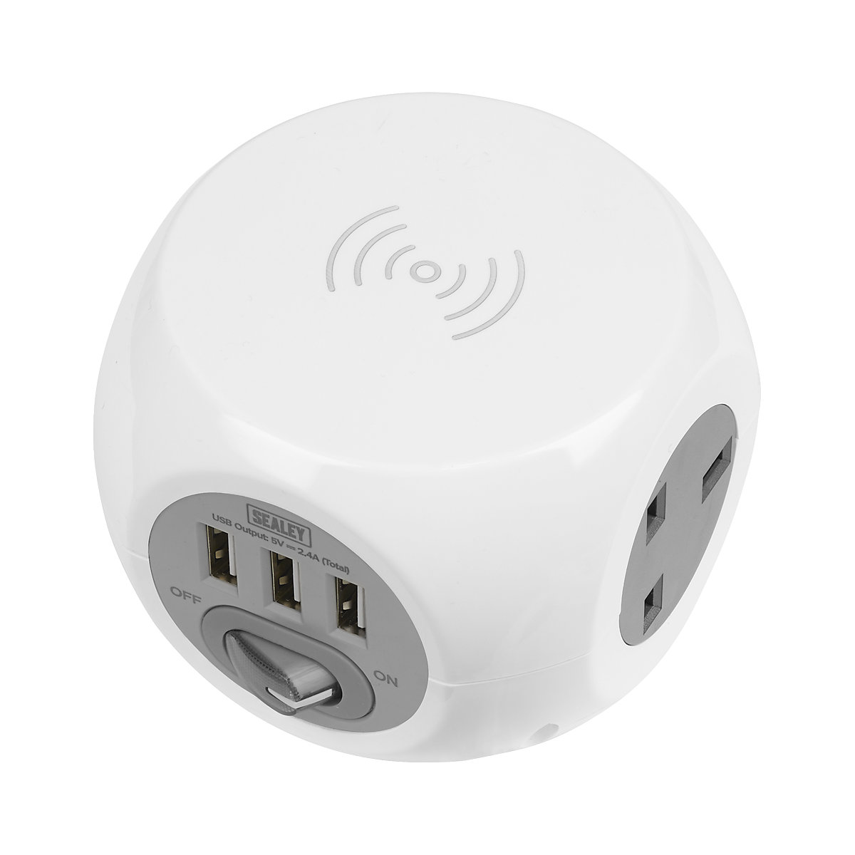 Sealey Extension Cable Cube | 3 x USB Sockets & Wireless Charging Pad, Sealey Extension Cable Cube | 3 x USB Sockets & Wireless Charging Pad, Sealey Extension Cable Cube | 3 x USB Sockets & Wireless Charging Pad | 1.4m | 3 x 230V-0