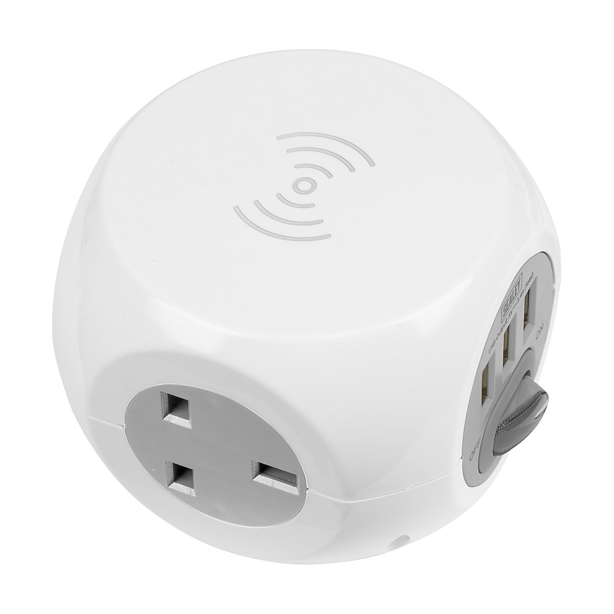 Sealey Extension Cable Cube | 3 x USB Sockets & Wireless Charging Pad (Product illustration 2)-1