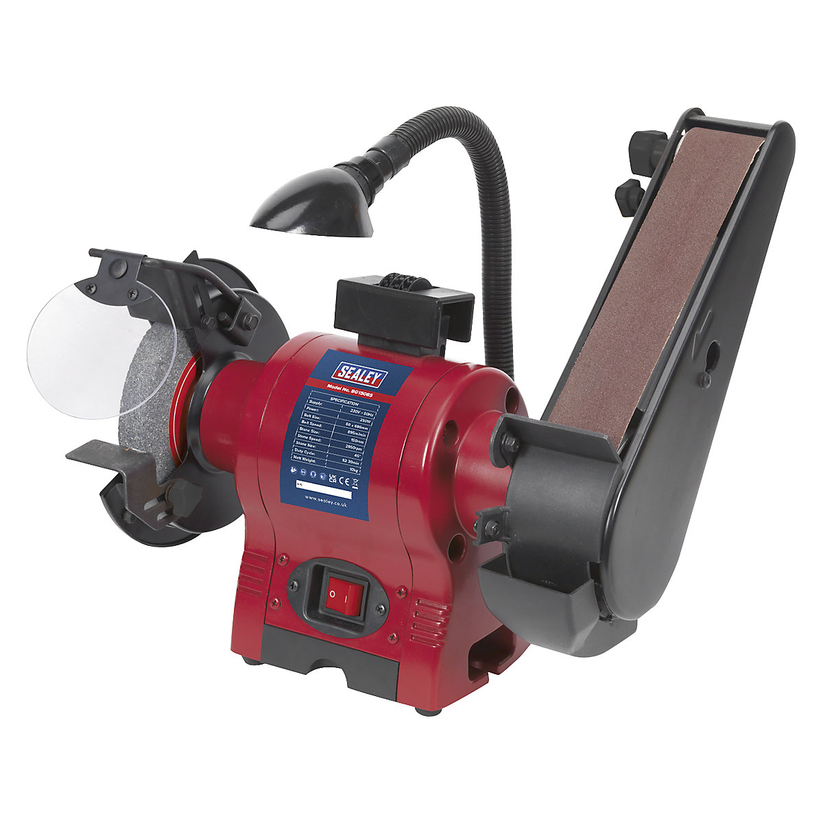 Sealey Bench Grinder | Ø150mm Stone & 50mm Belt Sander (Product illustration 2)-1