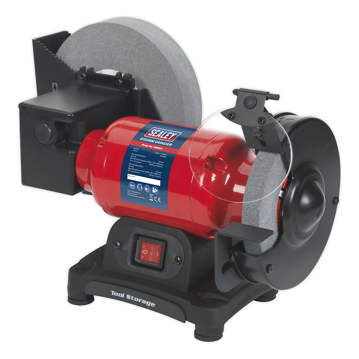 Sealey Bench Grinder | 150mm Dry Stone | 200mm Wet Stone (Product illustration 2)-1