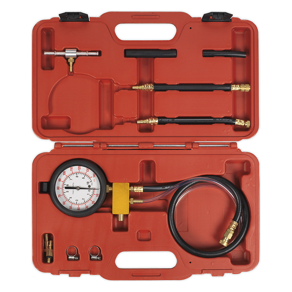 Sealey Fuel Injection Pressure Test Kit | Schrader Test Port (Product illustration 3)-2