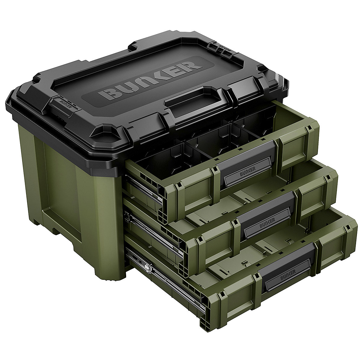 BUNKER® Load-Up Stacking Drawer Tool Box, BUNKER® Load-Up Stacking Drawer Tool Box, BUNKER® Load-Up Stacking 3 Drawer Tool Box | 375h x 570w x 399d mm-10