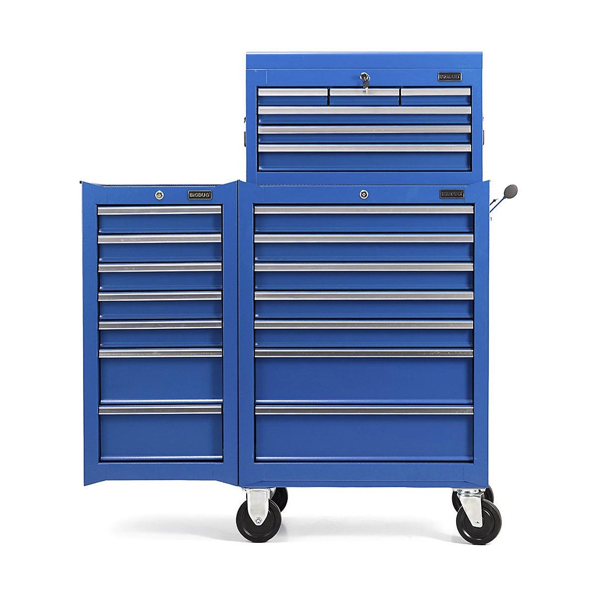 BiGDUG Essentials 27" Tool Chest Set with 7 Drawer Roller Cabinet, Hanging Cabinets & Top Chest