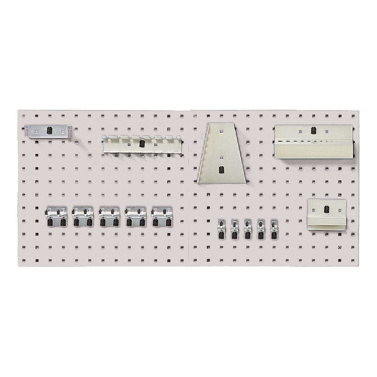 Bott Perfo Panel & Hook Kits, Bott Perfo Panel & Hook Kits, Bott Perfo Panel & Hook Kit D | 457h x 1000w mm | Light Grey | 2 x 0.5m Panels | 15 Piece Hook Kit-0