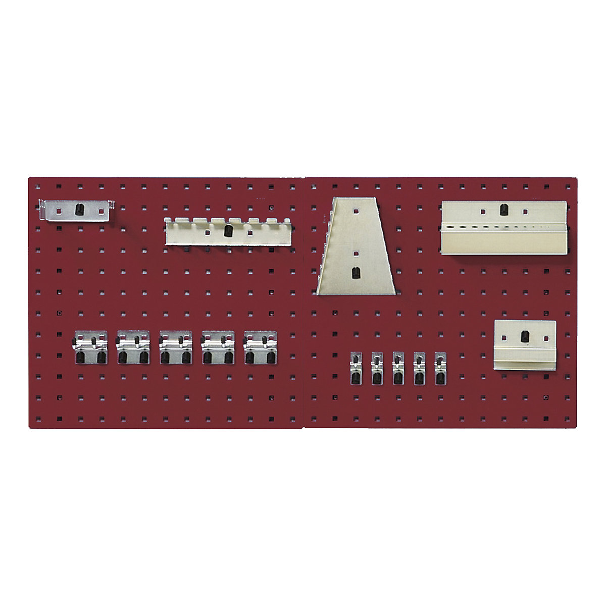 Bott Perfo Panel & Hook Kits, Bott Perfo Panel & Hook Kits, Bott Perfo Panel & Hook Kit D | 457h x 1000w mm | Red | 2 x 0.5m Panels | 15 Piece Hook Kit-0