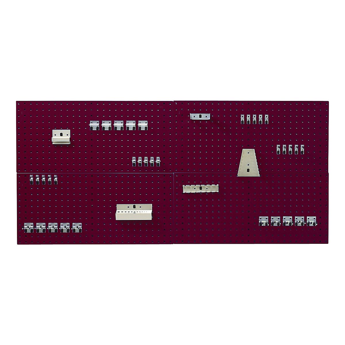 Bott Perfo Panel & Hook Kits, Bott Perfo Panel & Hook Kits, Bott Perfo Panel & Hook Kit A | 1000h x 1828w mm | Red | 4 x 1.0m Panels | 40 Piece Hook Kit-0
