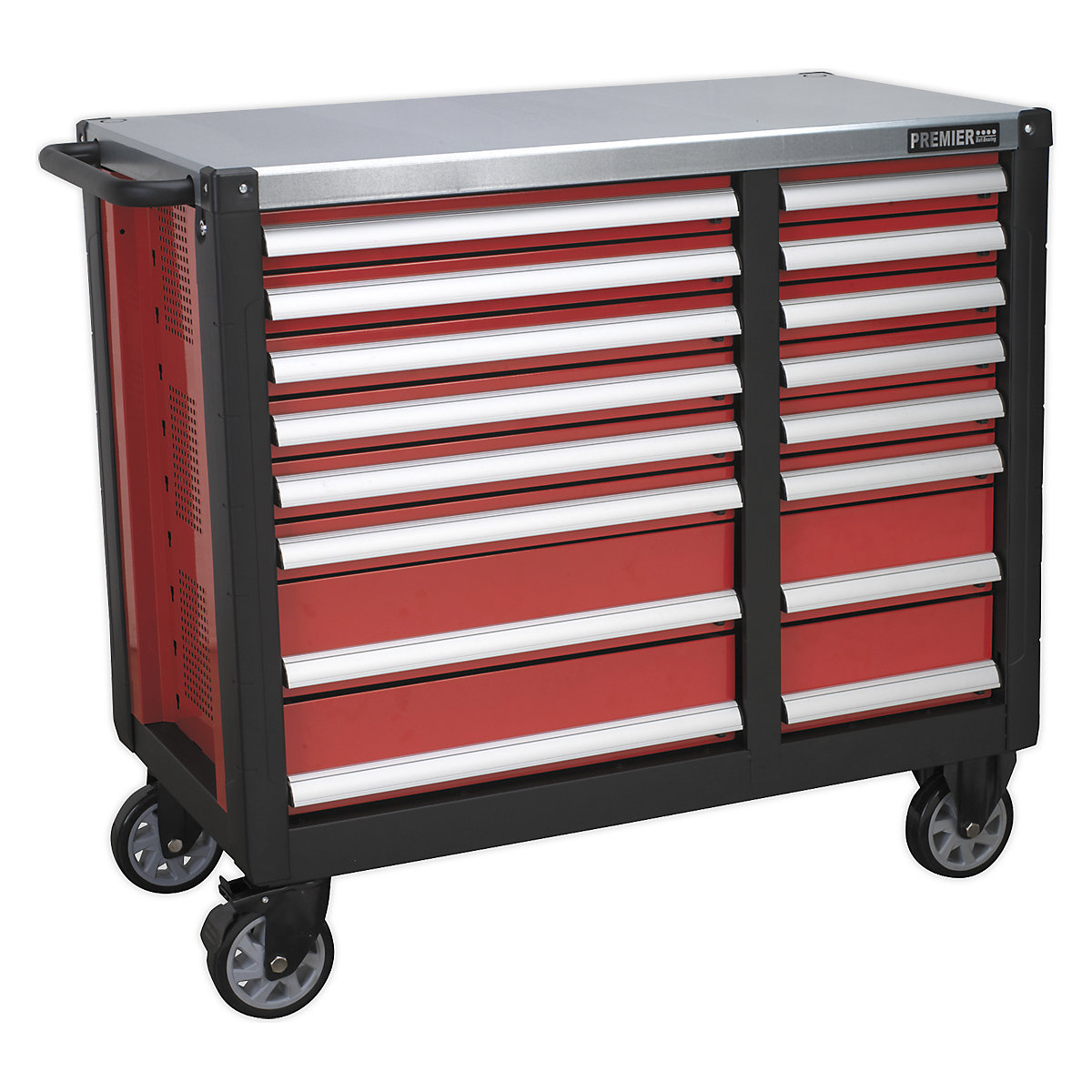 Sealey Premier Roller Cabinet | 16 Drawer | Heavy-Duty | Red (Product illustration 2)-1