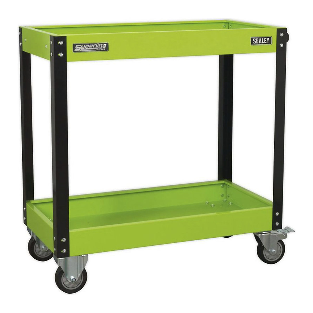 Sealey Superline Pro Workshop Trolleys, Sealey Superline Pro Workshop Trolleys, Sealey Heavy Duty Workshop Trolley - 2 Levels - Hi-Vis Green-0