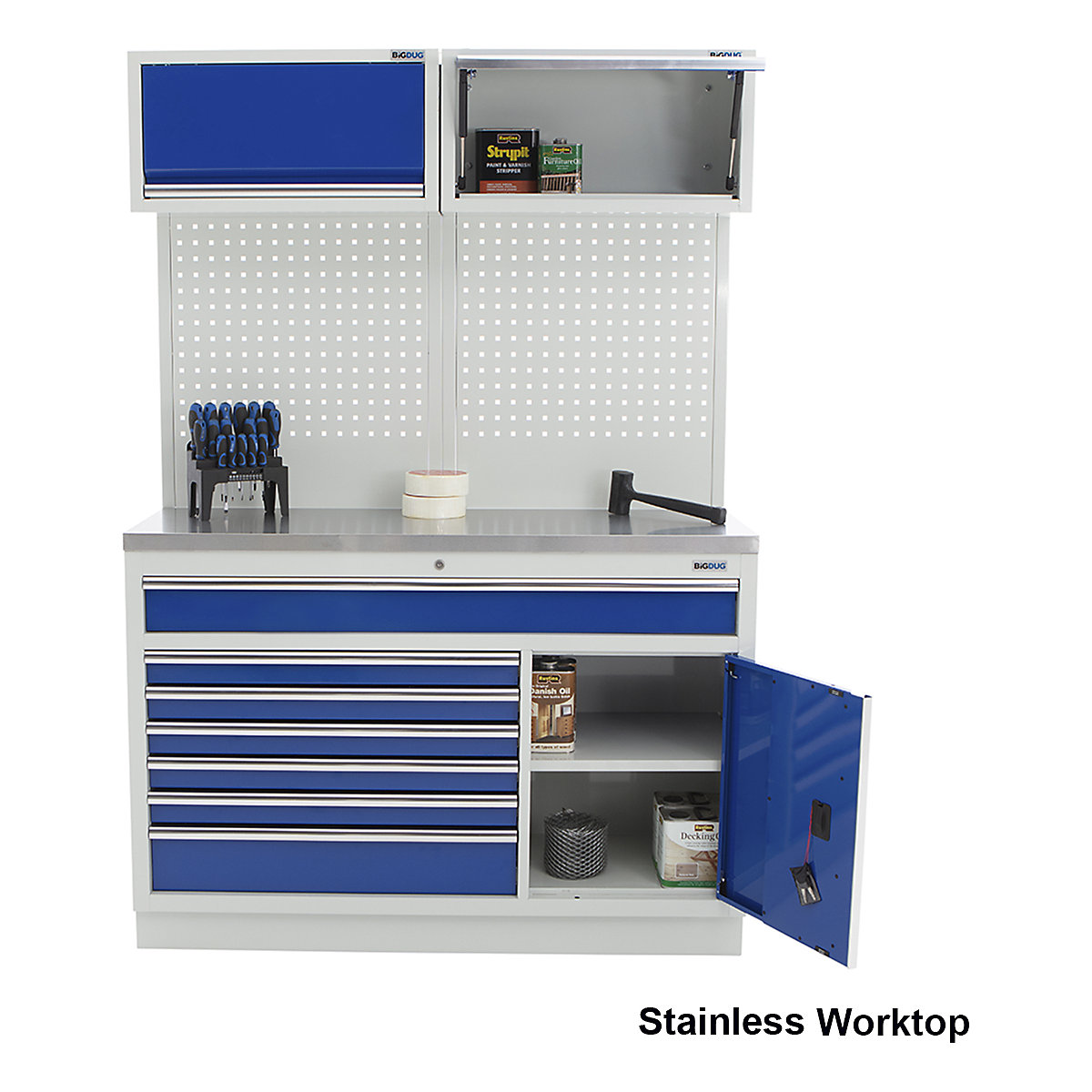 BiGDUG 1361mm Wide Storage System | 7 Drawer & 1 Door Cabinet (Product illustration 4)-3