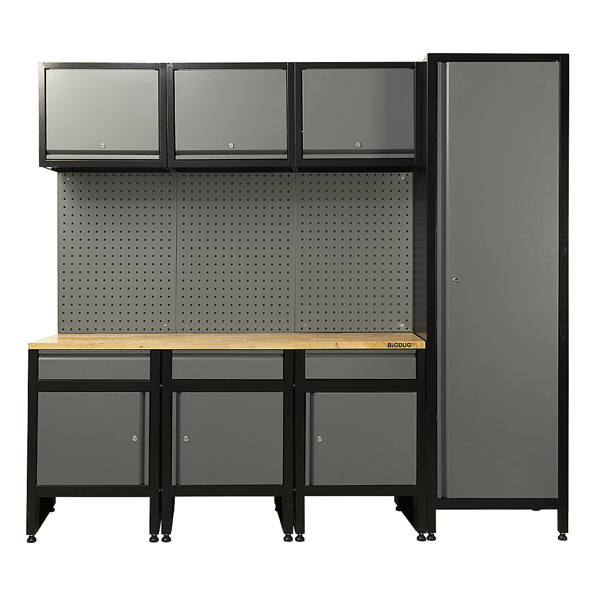 BiGDUG Garage Modular Cabinet Kits | 2278mm Wide | 3 Cabinets & Floor Cupboard