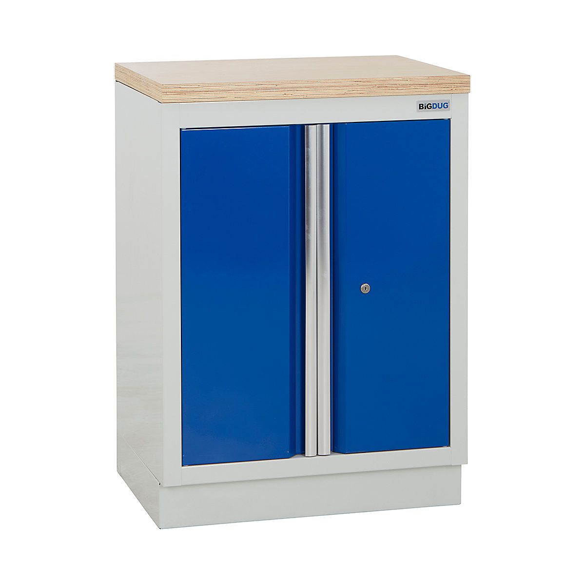 BiGDUG Modular Garage 2 Door Cupboard | 680mm Wide, BiGDUG Modular Garage 2 Door Cupboard | 680mm Wide, BiGDUG | 2 Door Cupboard | 948h x 680w x 463d mm | Grey & Blue | Multiplex Worktop-0