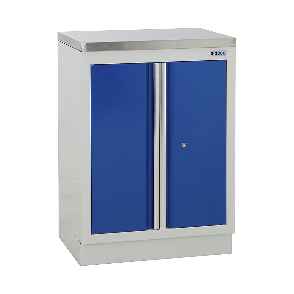 BiGDUG Modular Garage 2 Door Cupboard | 680mm Wide, BiGDUG Modular Garage 2 Door Cupboard | 680mm Wide, BiGDUG | 2 Door Cupboard | 948h x 680w x 463d mm | Grey & Blue | Stainless Worktop-0