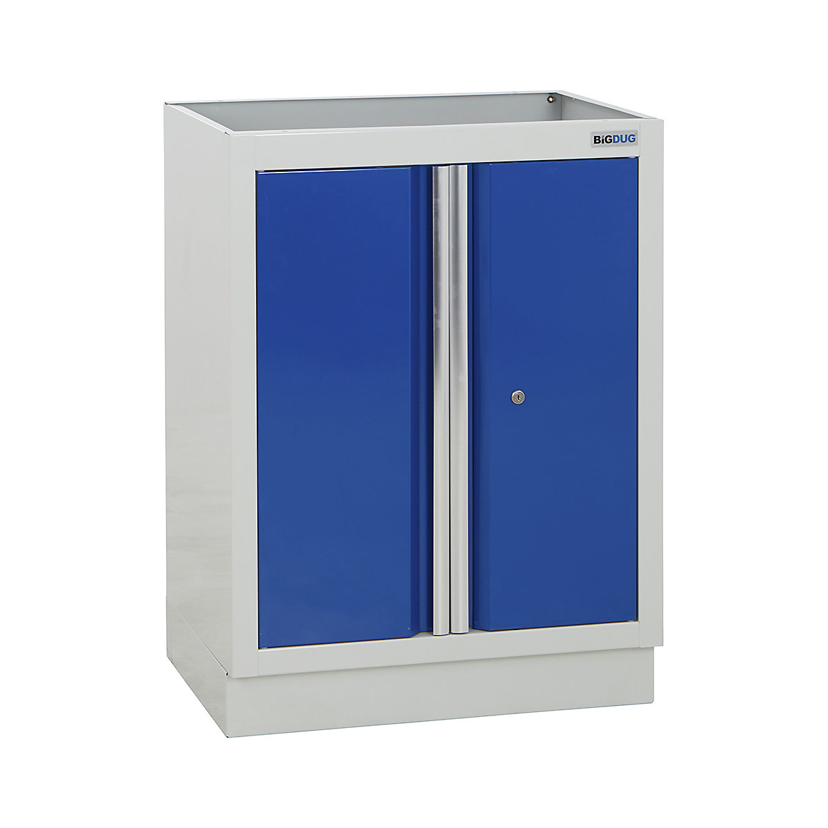 BiGDUG Modular Garage 2 Door Cupboard | 680mm Wide, BiGDUG Modular Garage 2 Door Cupboard | 680mm Wide, BiGDUG | 2 Door Cupboard | 910h x 680w x 458d mm | Grey & Blue | No Worktop-0