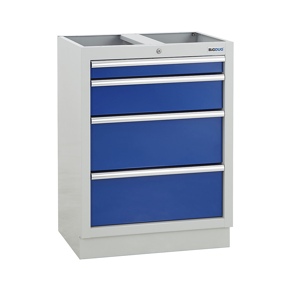 BiGDUG Modular Garage 4 Drawer Cabinet | 680mm Wide, BiGDUG Modular Garage 4 Drawer Cabinet | 680mm Wide, BiGDUG | 4 Drawer Cabinet | 910h x 680w x 458d mm | Grey & Blue | No Worktop-0