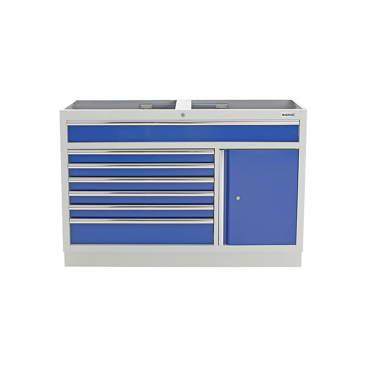 BiGDUG Modular Garage 7 Drawer & 1 Door Cabinet | 1360mm Wide, BiGDUG Modular Garage 7 Drawer & 1 Door Cabinet | 1360mm Wide, BiGDUG | 7 Drawer & 1 Door Cabinet | 910h x 1360w x 458d mm | Grey & Blue | No Worktop-0