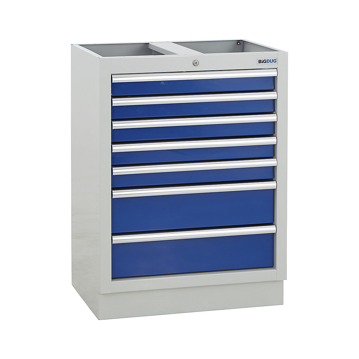 BiGDUG Modular Garage 7 Drawer Cabinet | 680mm Wide, BiGDUG Modular Garage 7 Drawer Cabinet | 680mm Wide, BiGDUG | 7 Drawer Cabinet | 910h x 680w x 458d mm | Grey & Blue | No Worktop-0