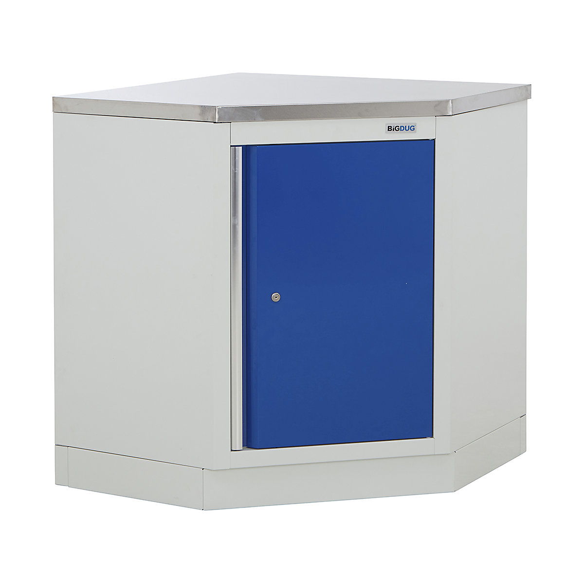 BiGDUG Modular Garage Corner Cupboard | 864mm Wide, BiGDUG Modular Garage Corner Cupboard | 864mm Wide, BiGDUG | Corner Cupboard | 948h x 864w x 864d mm | Grey & Blue | Stainless Worktop-0