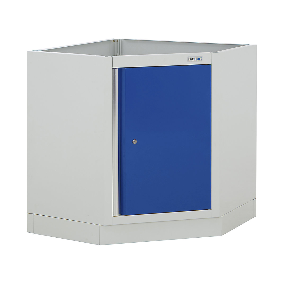 BiGDUG Modular Garage Corner Cupboard | 864mm Wide, BiGDUG Modular Garage Corner Cupboard | 864mm Wide, BiGDUG | Corner Cupboard | 910h x 864w x 864d mm | Grey & Blue | No Worktop-0
