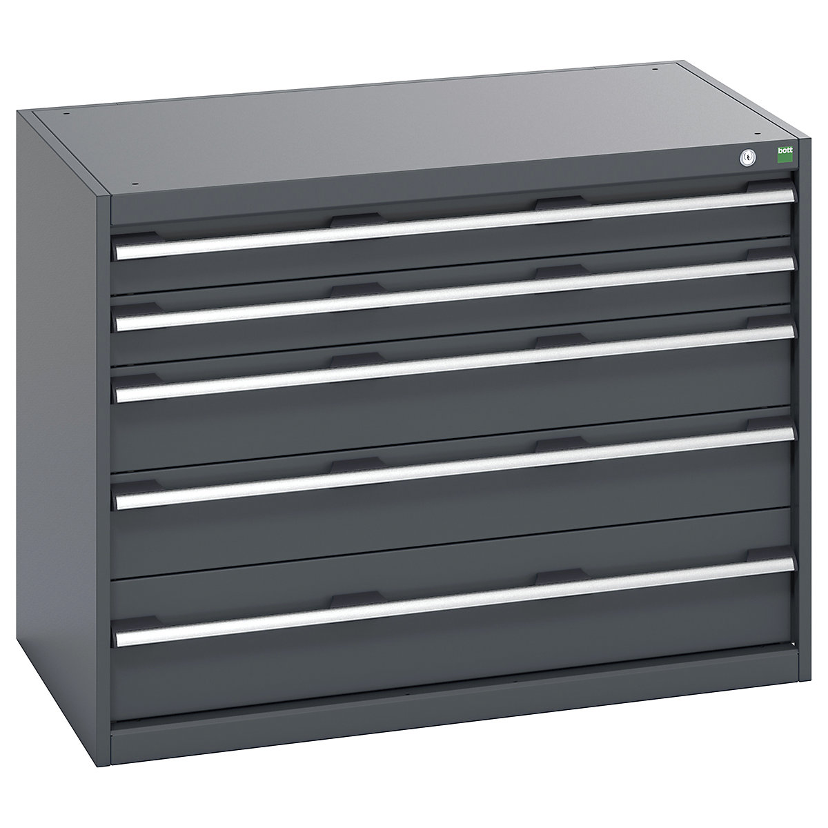 Bott Cubio Cabinets | 1050mm Wide, Bott Cubio Cabinets | 1050mm Wide, Bott Cubio Cabinet | 5 Drawers | 800h x 1050w x 650d mm | Dark Grey Doors | Dark Grey Housing-0