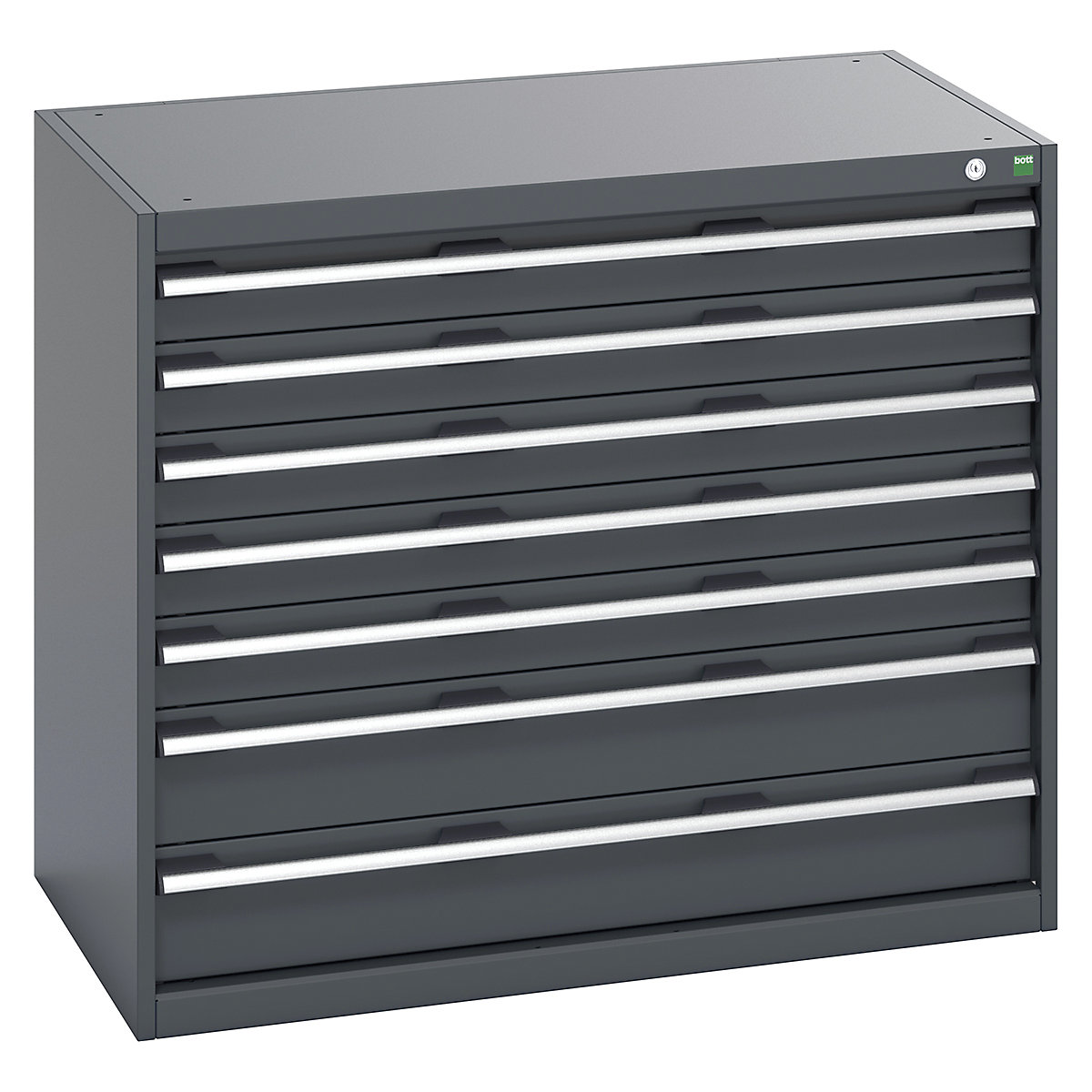 Bott Cubio Cabinets | 1050mm Wide, Bott Cubio Cabinets | 1050mm Wide, Bott Cubio Cabinet | 7 Drawers | 900h x 1050w x 650d mm | Dark Grey Doors | Dark Grey Housing-0