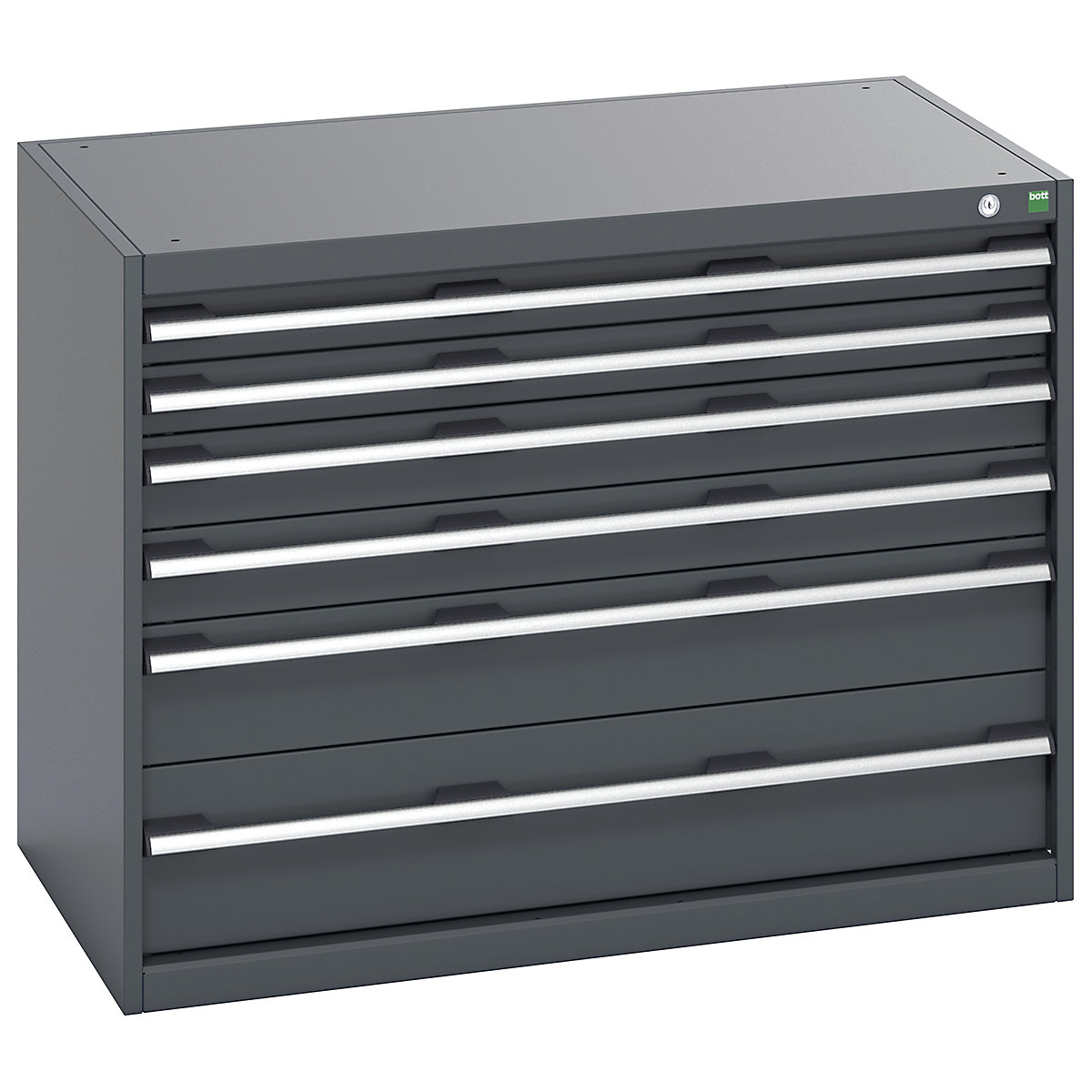 Bott Cubio Cabinets | 1050mm Wide, Bott Cubio Cabinets | 1050mm Wide, Bott Cubio Cabinet | 6 Drawers | 800h x 1050w x 650d mm | Dark Grey Doors | Dark Grey Housing-1