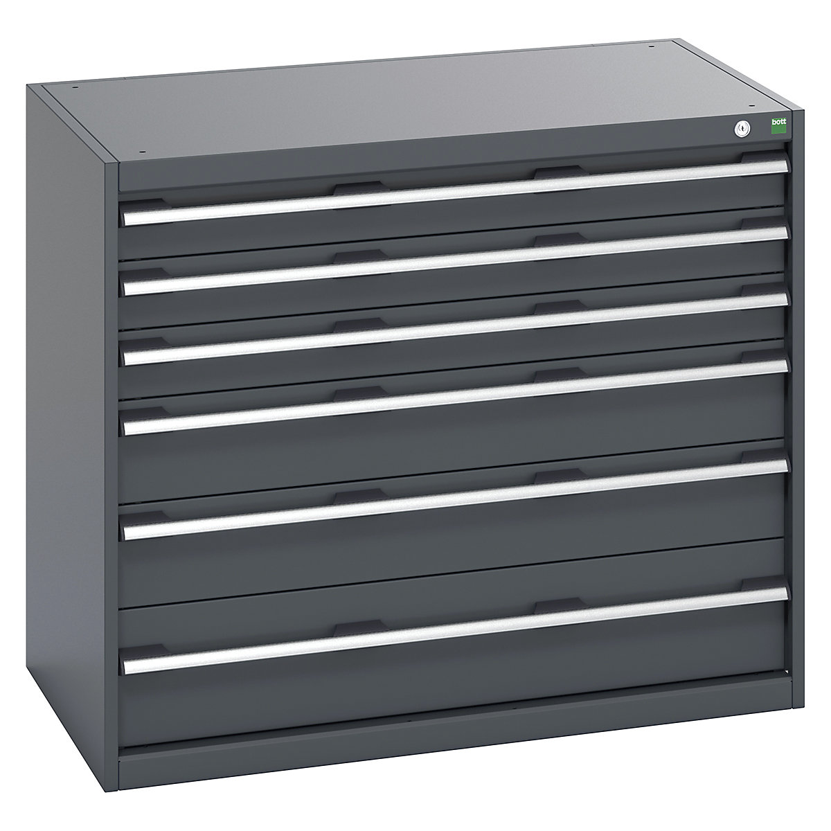 Bott Cubio Cabinets | 1050mm Wide, Bott Cubio Cabinets | 1050mm Wide, Bott Cubio Cabinet | 6 Drawers | 900h x 1050w x 650d mm | Dark Grey Doors | Dark Grey Housing-0