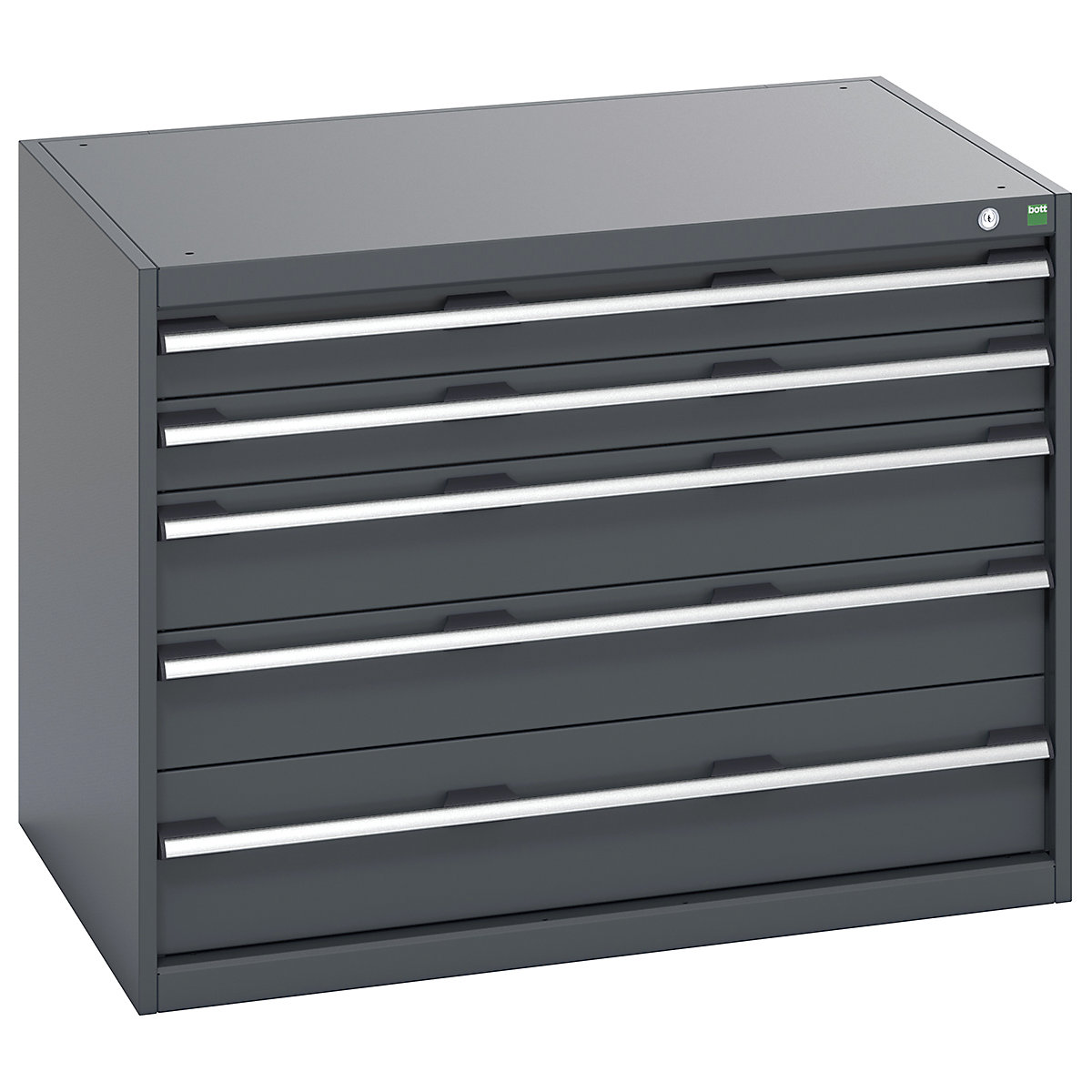 Bott Cubio Cabinets | 1050mm Wide, Bott Cubio Cabinets | 1050mm Wide, Bott Cubio Cabinet | 5 Drawers | 800h x 1050w x 750d mm | Dark Grey Doors | Dark Grey Housing-0