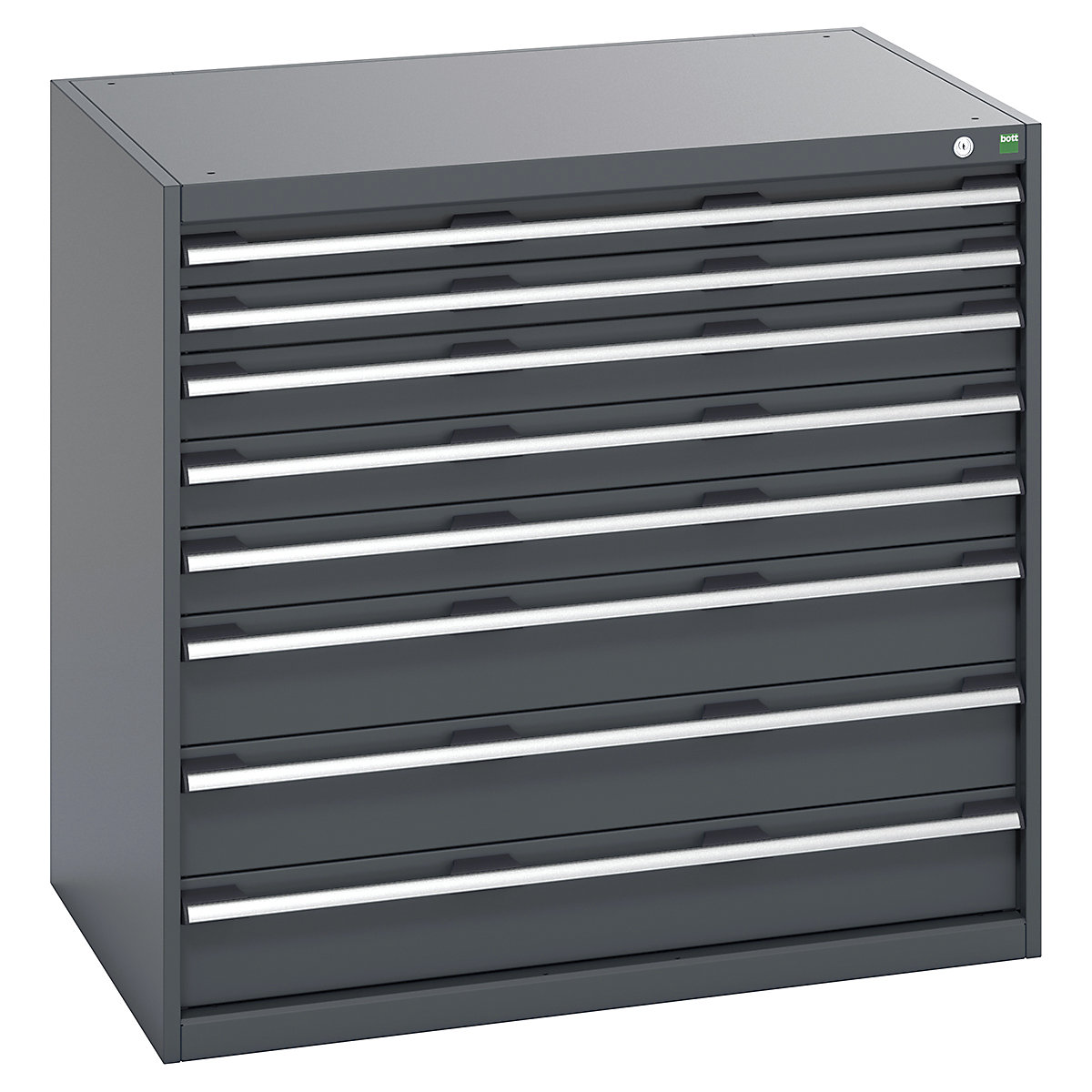 Bott Cubio Cabinets | 1050mm Wide, Bott Cubio Cabinets | 1050mm Wide, Bott Cubio Cabinet | 8 Drawers | 1000h x 1050w x 750d mm | Dark Grey Doors | Dark Grey Housing-0