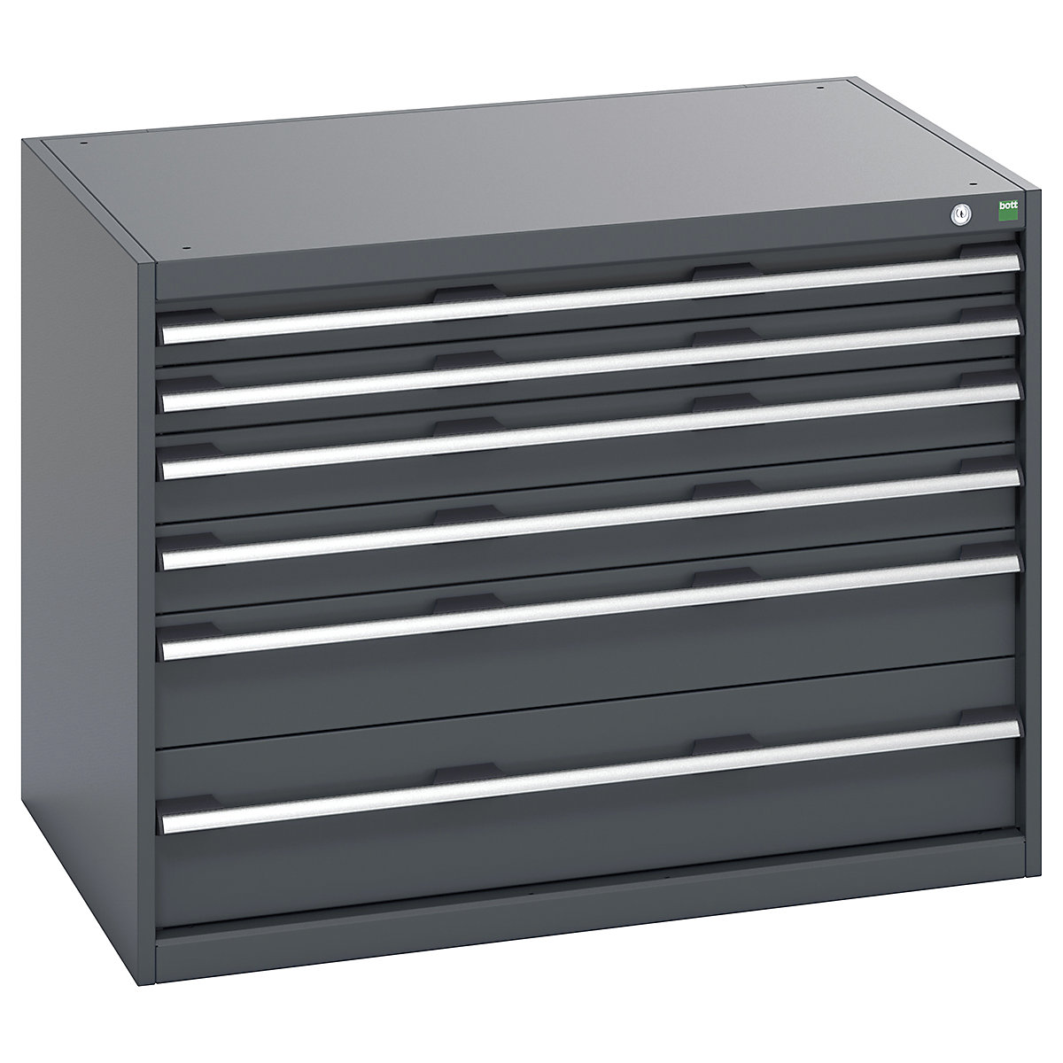 Bott Cubio Cabinets | 1050mm Wide, Bott Cubio Cabinets | 1050mm Wide, Bott Cubio Cabinet | 6 Drawers | 800h x 1050w x 750d mm | Dark Grey Doors | Dark Grey Housing-0