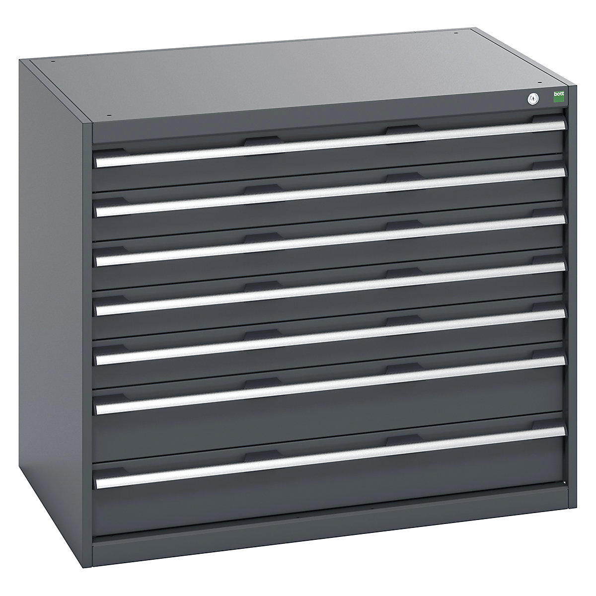 Bott Cubio Cabinets | 1050mm Wide, Bott Cubio Cabinets | 1050mm Wide, Bott Cubio Cabinet | 7 Drawers | 900h x 1050w x 750d mm | Dark Grey Doors | Dark Grey Housing-0