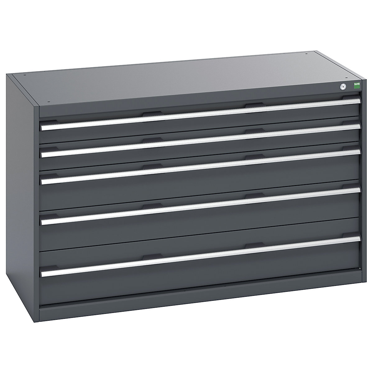 Bott Cubio Cabinets | 1300mm Wide, Bott Cubio Cabinets | 1300mm Wide, Bott Cubio Cabinets | 5 Drawers | 800h x 1300w x 650d mm | Dark Grey Doors | Dark Grey Housing-1