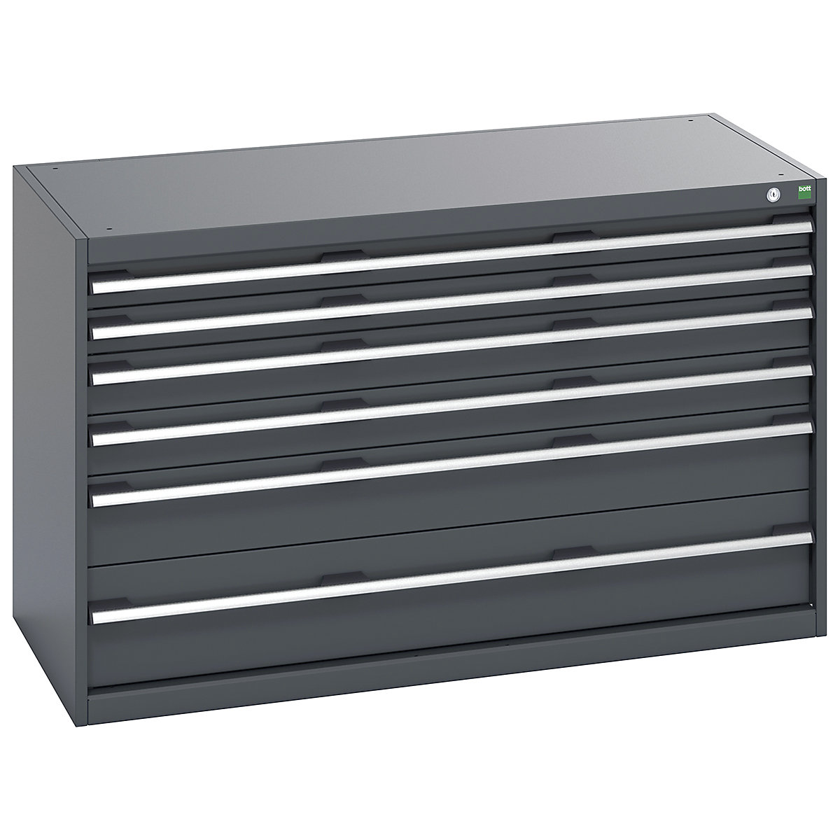Bott Cubio Cabinets | 1300mm Wide, Bott Cubio Cabinets | 1300mm Wide, Bott Cubio Cabinets | 6 Drawers | 800h x 1300w x 650d mm | Dark Grey Doors | Dark Grey Housing-0
