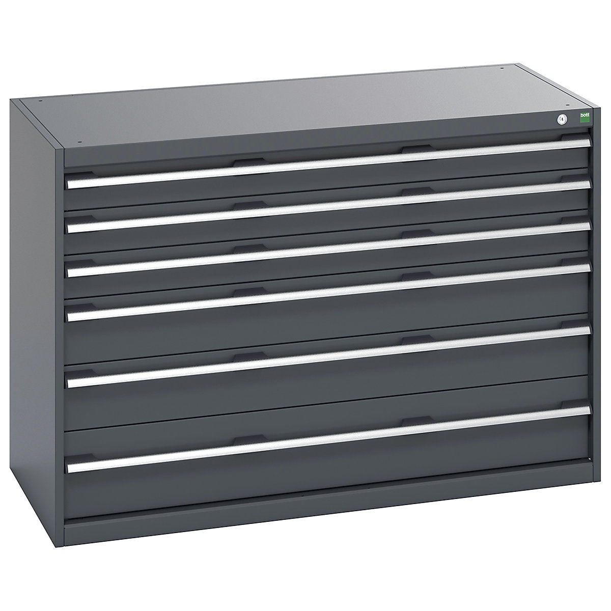 Bott Cubio Cabinets | 1300mm Wide, Bott Cubio Cabinets | 1300mm Wide, Bott Cubio Cabinets | 6 Drawers | 900h x 1300w x 650d mm | Dark Grey Doors | Dark Grey Housing-0