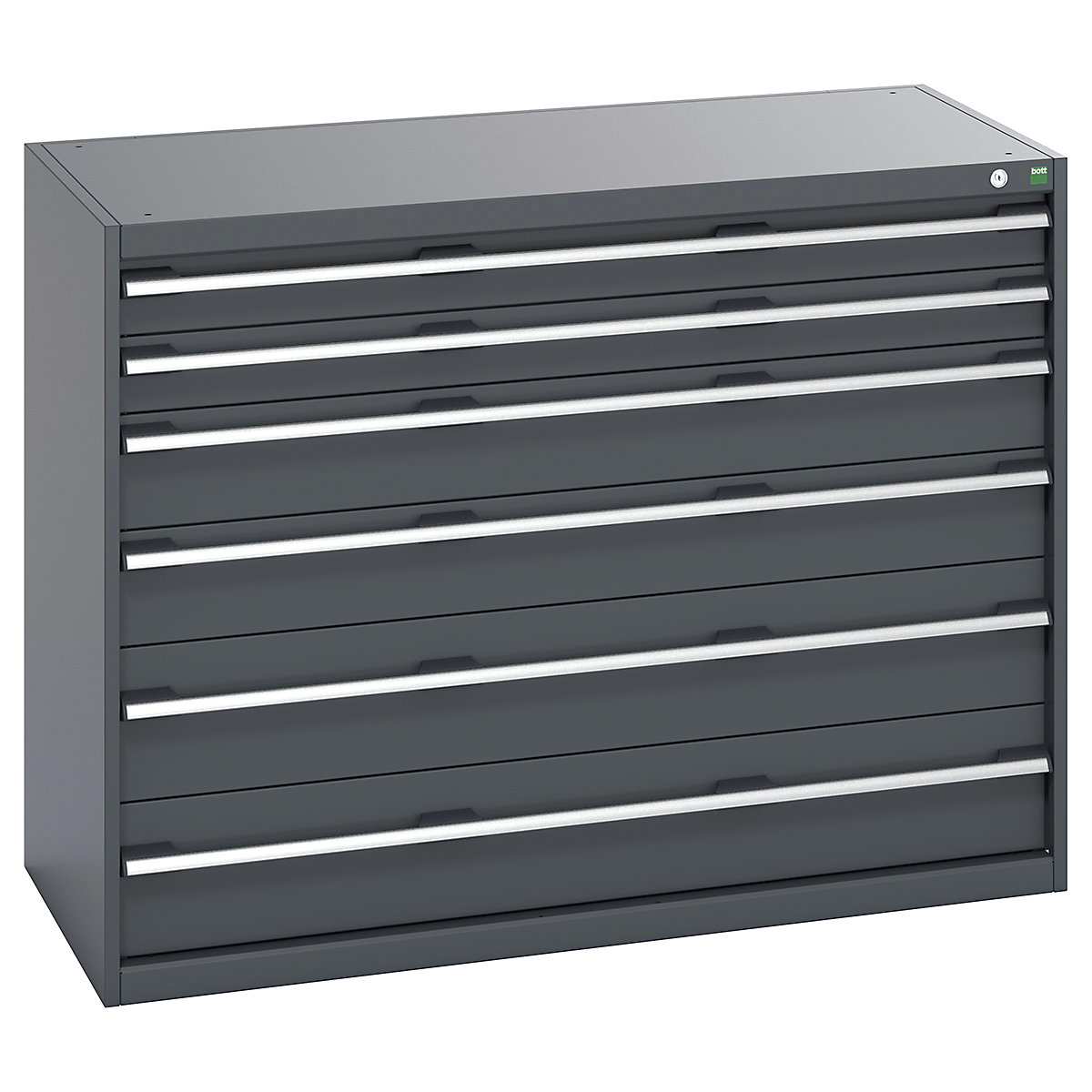 Bott Cubio Cabinets | 1300mm Wide, Bott Cubio Cabinets | 1300mm Wide, Bott Cubio Cabinets | 6 Drawers | 1000h x 1300w x 650d mm | Dark Grey Doors | Dark Grey Housing-0
