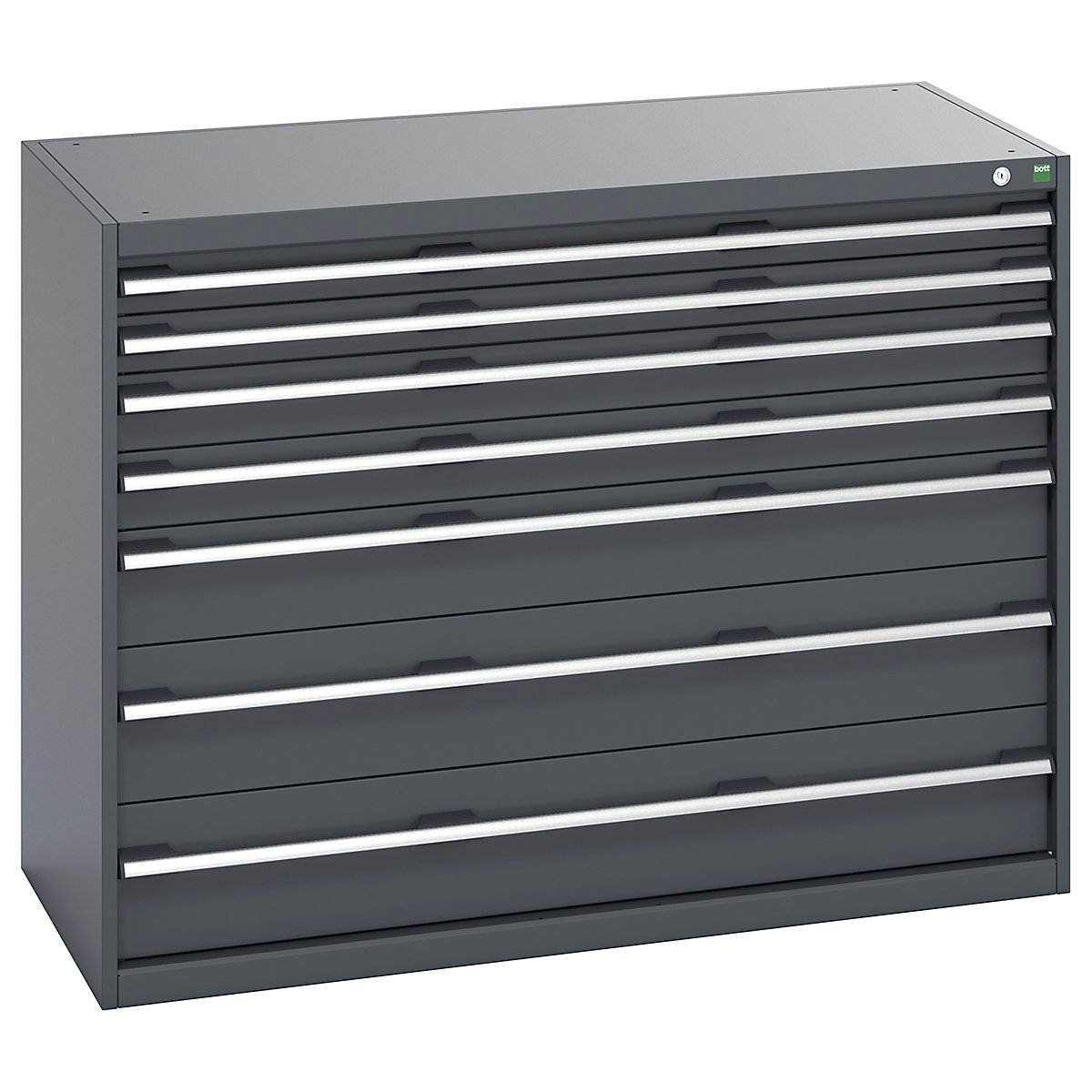 Bott Cubio Cabinets | 1300mm Wide, Bott Cubio Cabinets | 1300mm Wide, Bott Cubio Cabinets | 7 Drawers | 1000h x 1300w x 650d mm | Dark Grey Doors | Dark Grey Housing-0