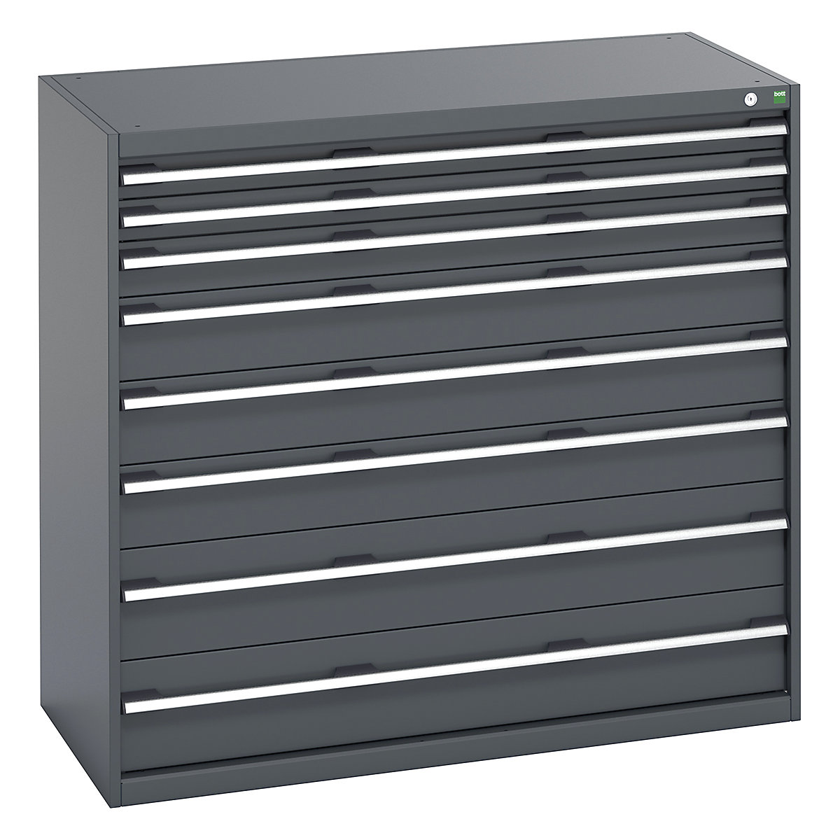 Bott Cubio Cabinets | 1300mm Wide, Bott Cubio Cabinets | 1300mm Wide, Bott Cubio Cabinets | 8 Drawers | 1200h x 1300w x 650d mm | Dark Grey Doors | Dark Grey Housing-0