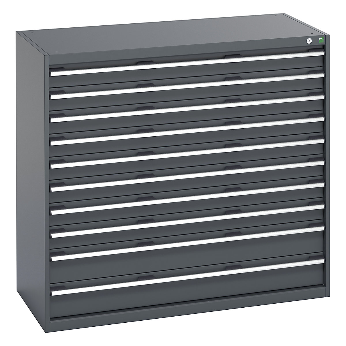 Bott Cubio Cabinets | 1300mm Wide, Bott Cubio Cabinets | 1300mm Wide, Bott Cubio Cabinets | 10 Drawers | 1200h x 1300w x 650d mm | Dark Grey Doors | Dark Grey Housing-0